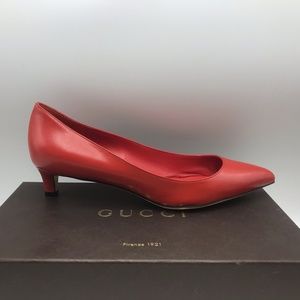 Gucci Leather Oxidation Kitten Heel Pumps Shoes